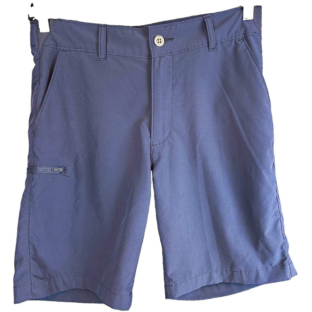 Lee Tri-Flex Performance Blue Stretch Chino Shorts 32 Flat Front Solid Pockets